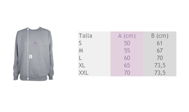 Tallas sudadera hombre